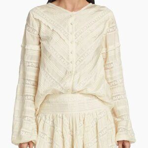 NWTLoveShackFancy Carmolina Lace Pin-Tuck Top Size M